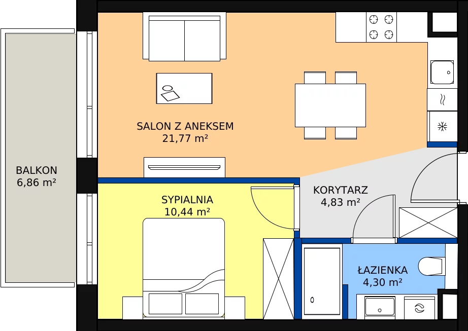 Zalety apartamentu 41.34 m², C/207