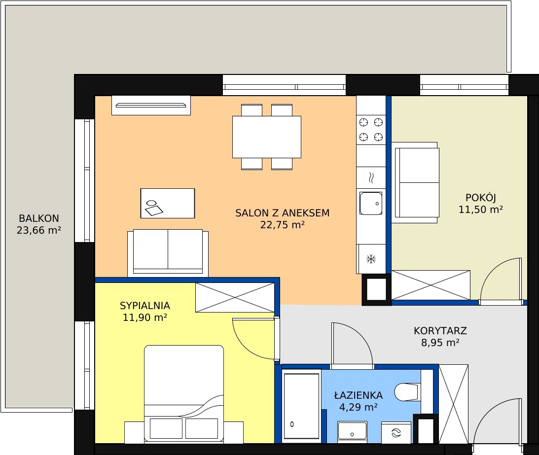 Zalety apartamentu 59.39 m², C/208