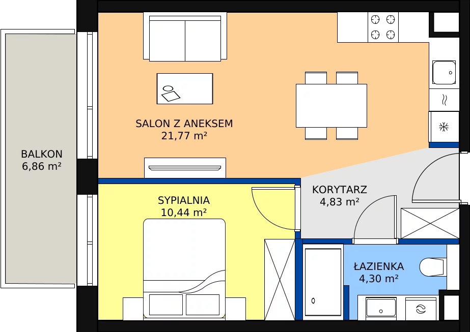 Zalety apartamentu 41.34 m², C/210