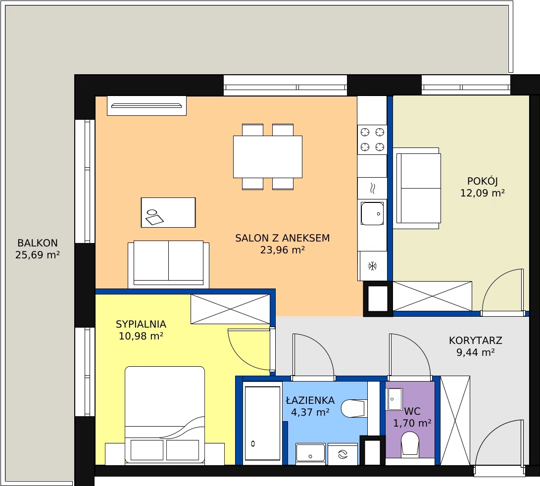 Zalety apartamentu 62.54 m², C/214