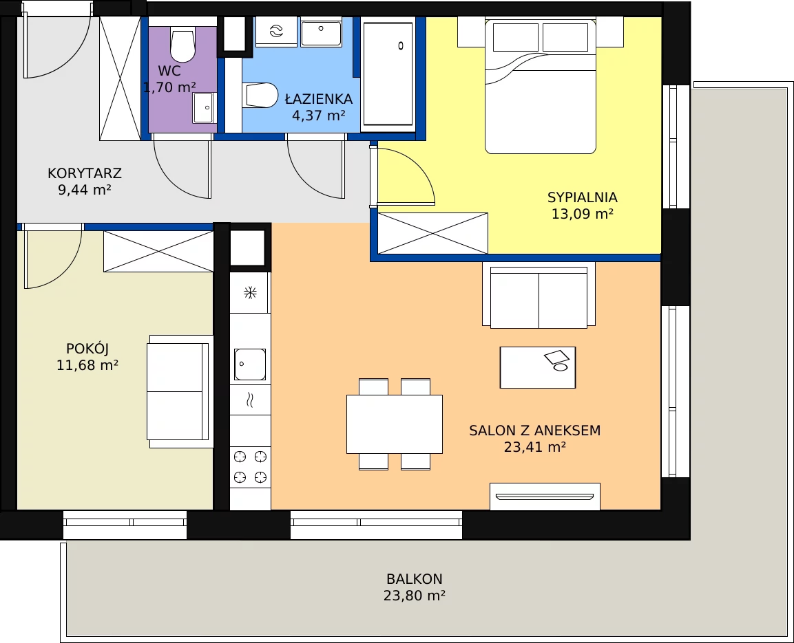 Zalety apartamentu 63.69 m², C/215