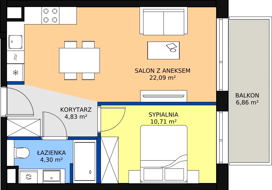 Zalety apartamentu 41.93 m², C/216