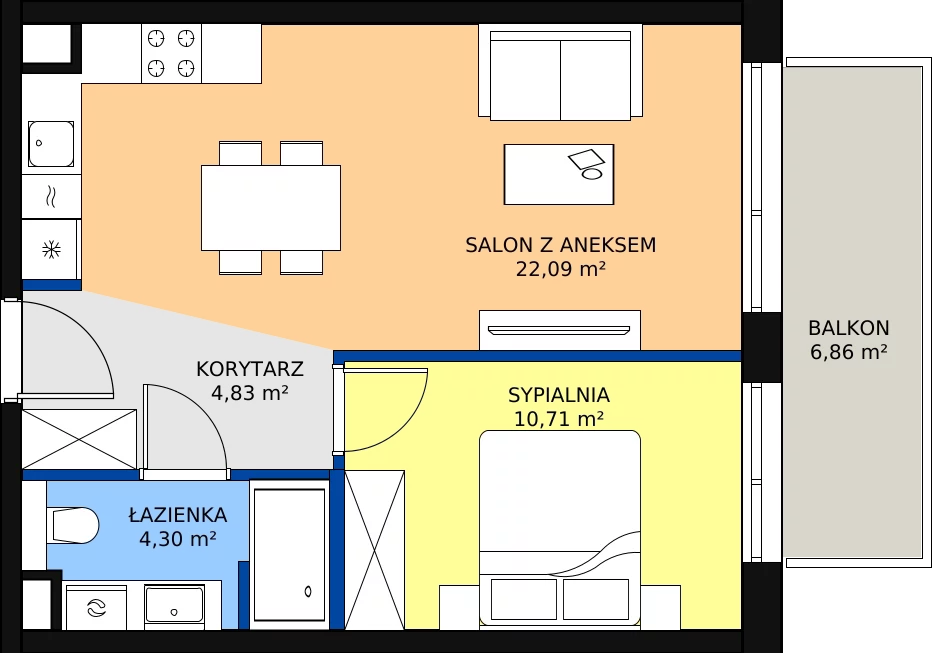 Zalety apartamentu 41.93 m², C/217