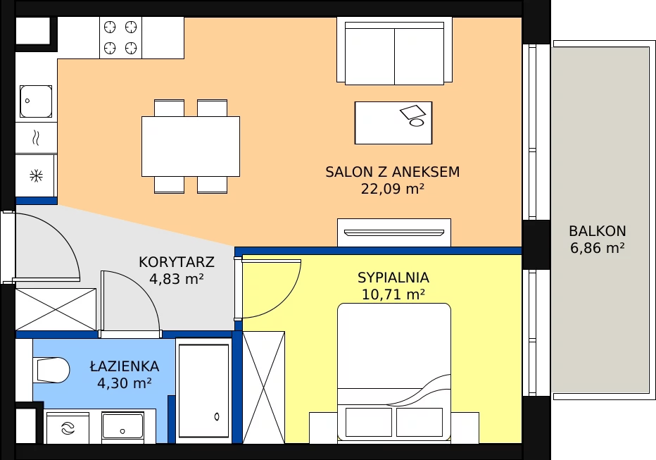 Zalety apartamentu 41.93 m², C/218