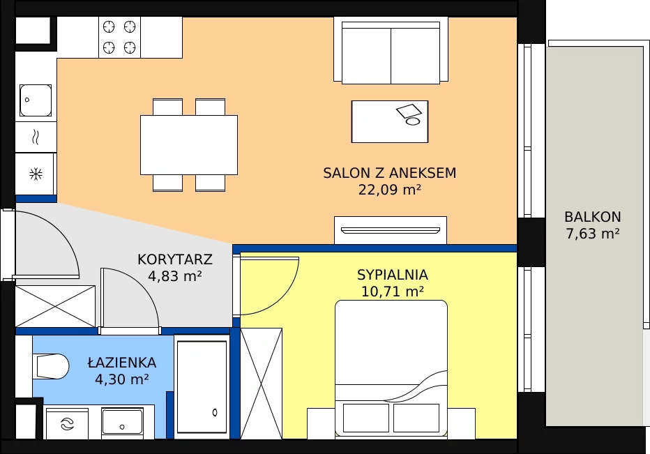 Zalety apartamentu 41.93 m², C/219