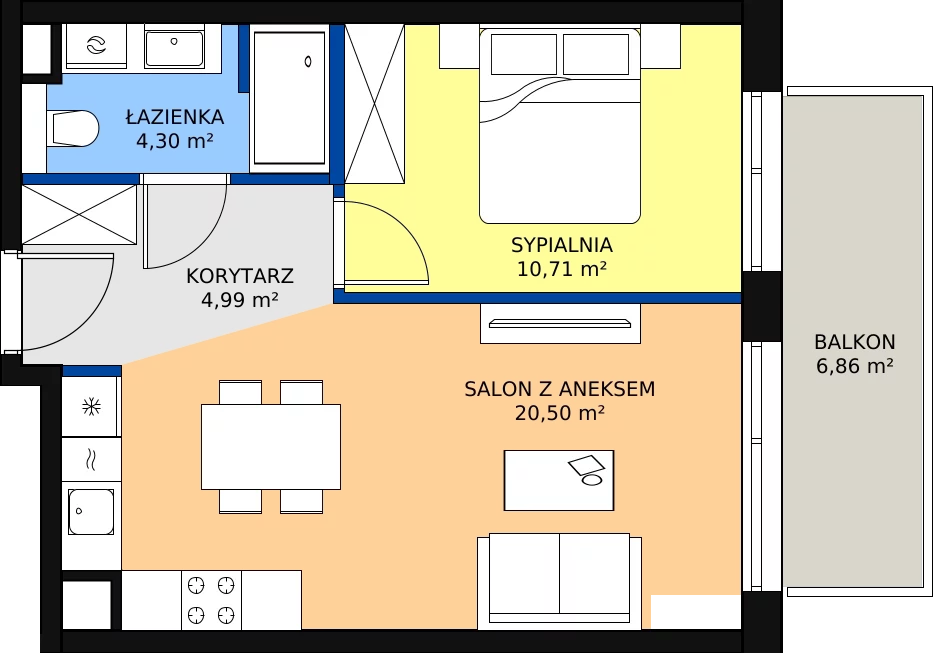Zalety apartamentu 40.5 m², C/302