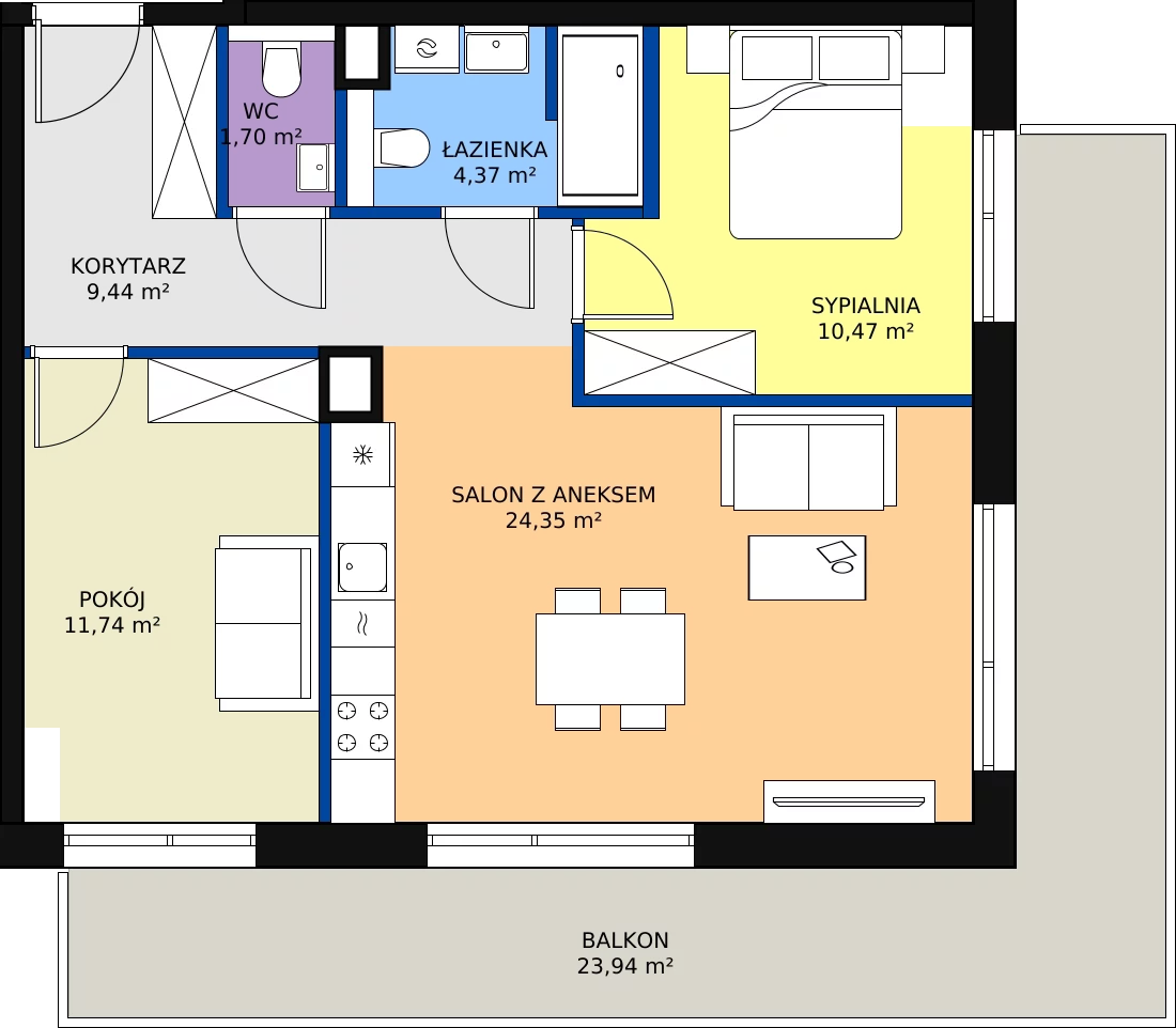 Zalety apartamentu 62.07 m², C/303