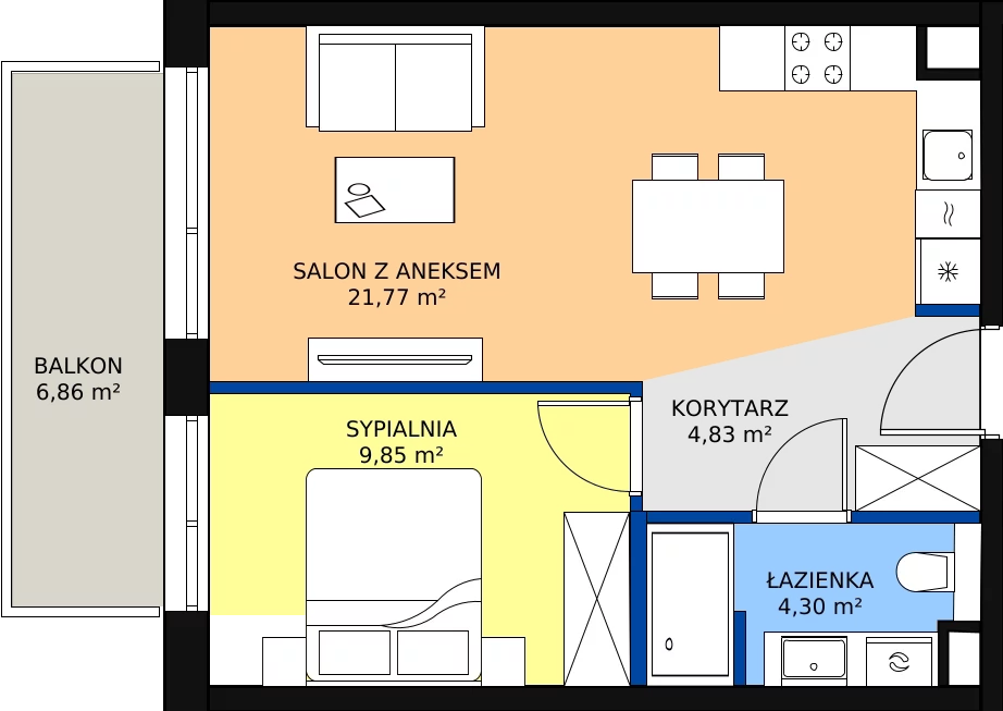 Zalety apartamentu 40.75 m², C/307