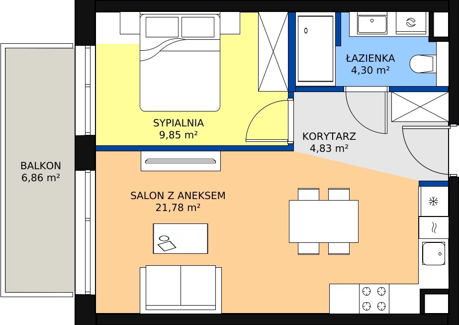Zalety apartamentu 40.76 m², C/309