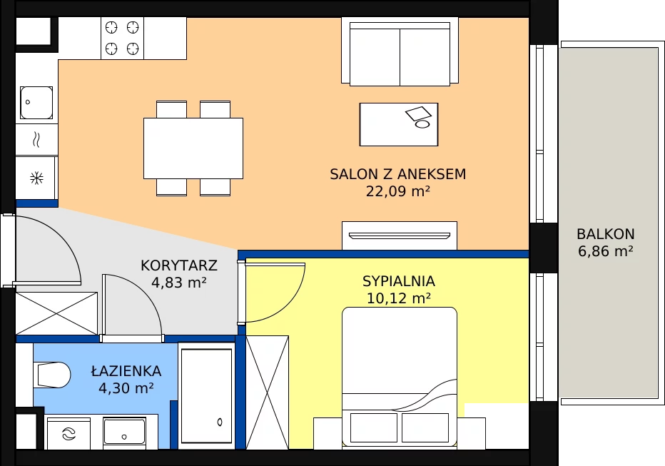 Zalety apartamentu 41.34 m², C/318
