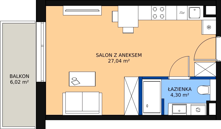 Zalety apartamentu 31.34 m², D/201