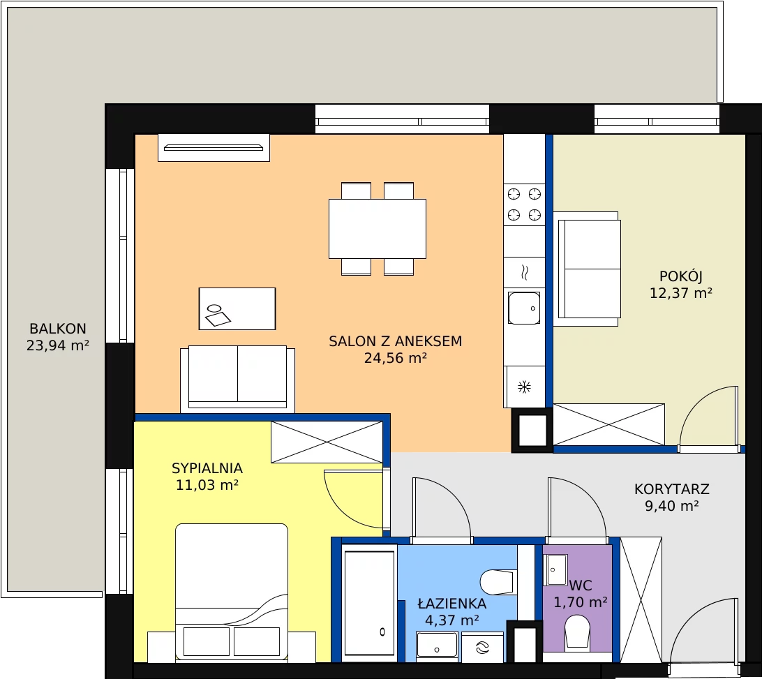 Zalety apartamentu 63.43 m², D/203