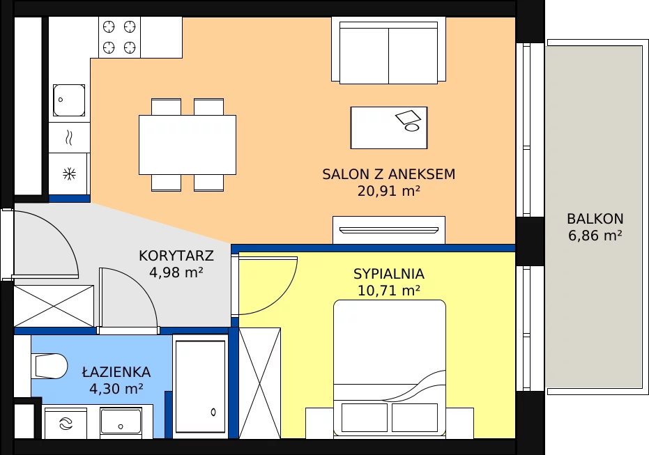 Zalety apartamentu 40.9 m², D/206