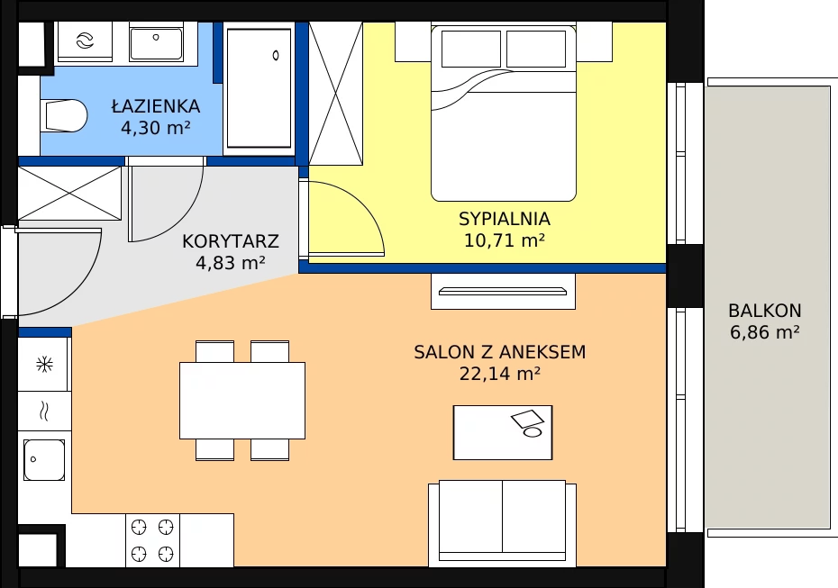 Zalety apartamentu 41.98 m², D/207