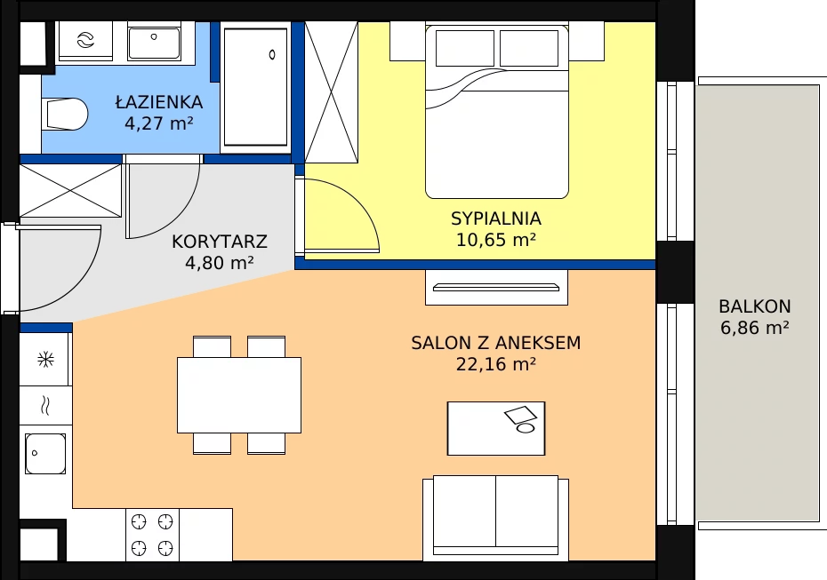 Zalety apartamentu 41.88 m², D/208