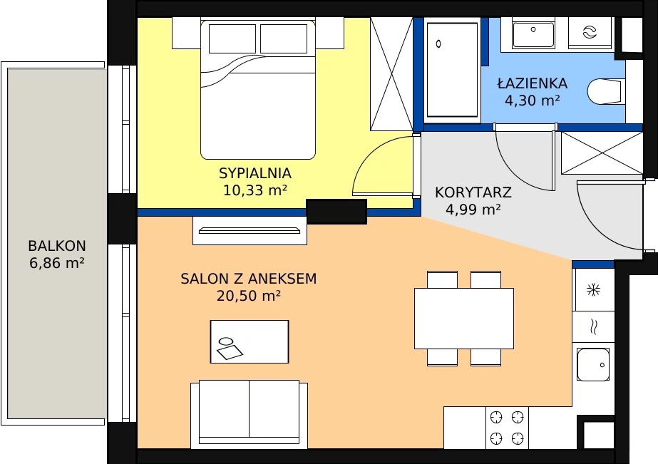 Zalety apartamentu 40.12 m², D/211