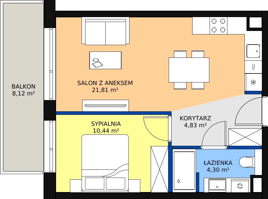 Zalety apartamentu 41.38 m², D/212