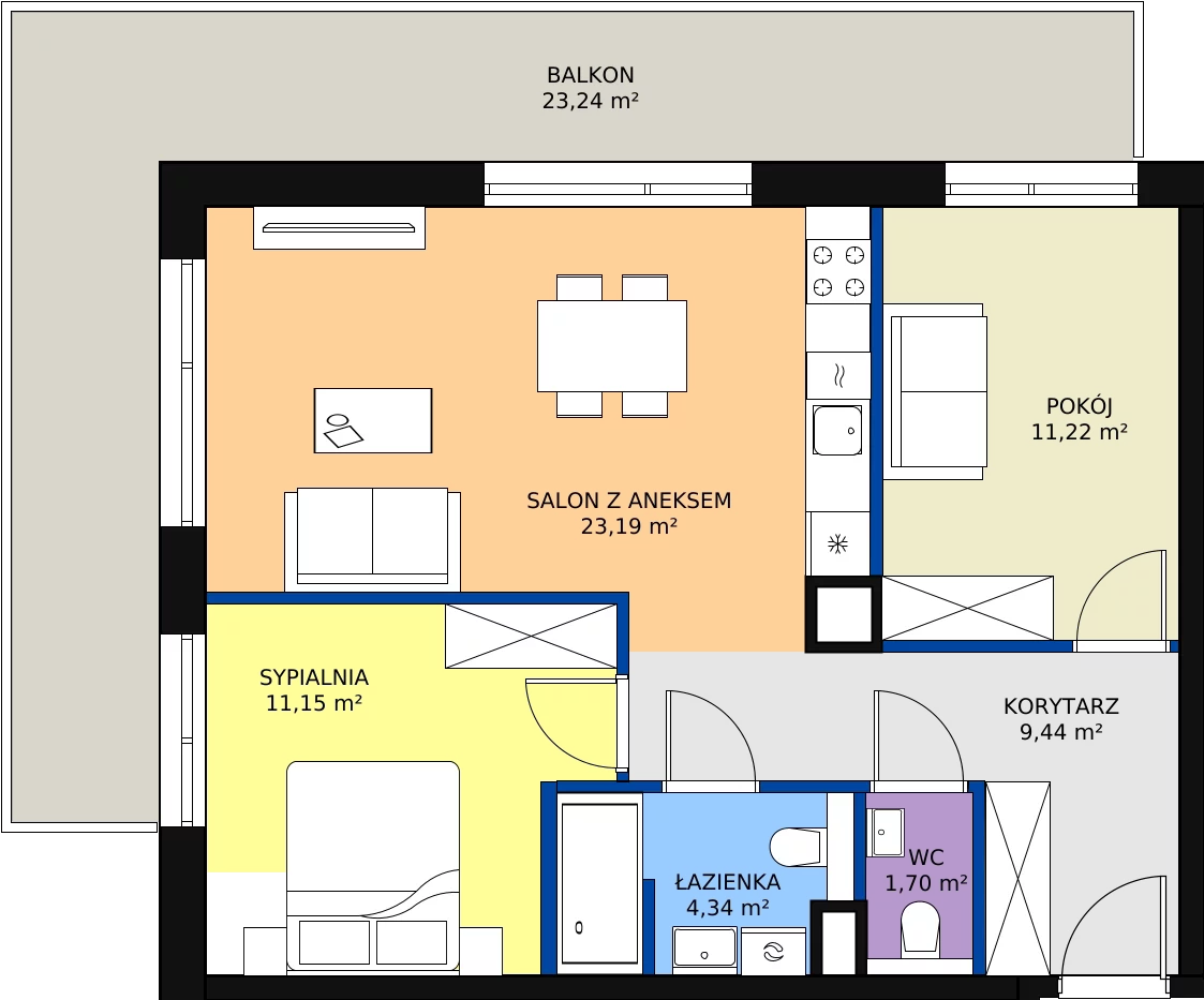 Zalety apartamentu 61.04 m², D/304