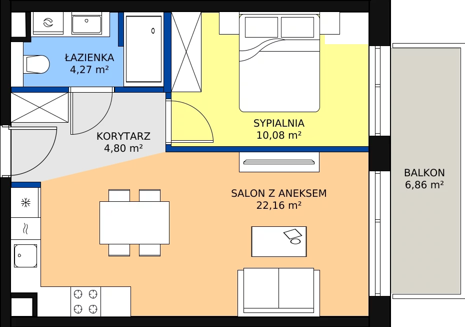 Zalety apartamentu 41.31 m², D/308
