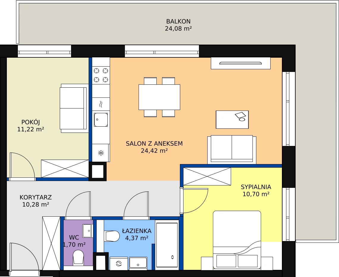 Zalety apartamentu 62.69 m², D/309