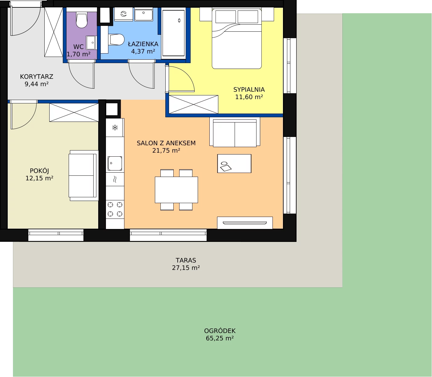 Zalety apartamentu 61.01 m², E/102