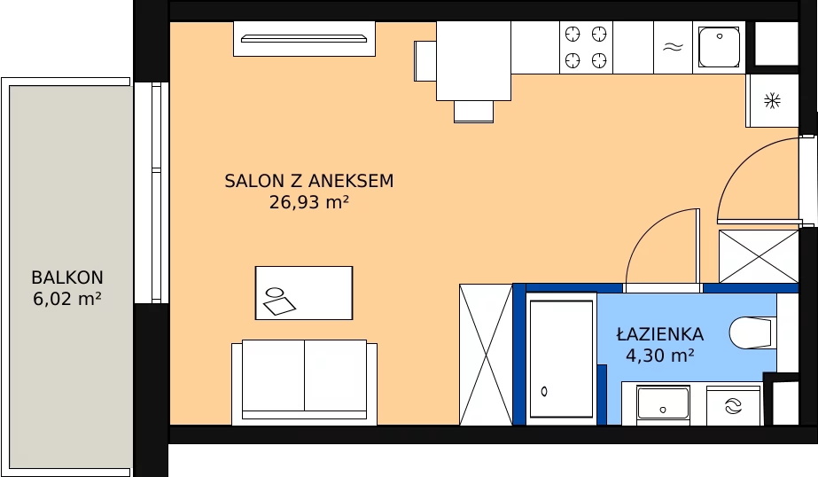 Zalety apartamentu 31.23 m², E/201