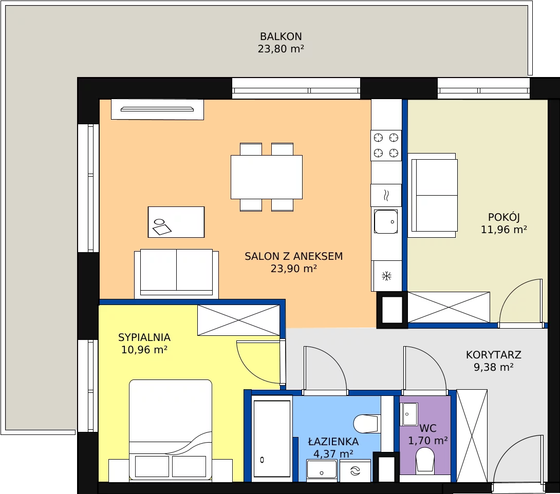 Zalety apartamentu 62.27 m², E/203