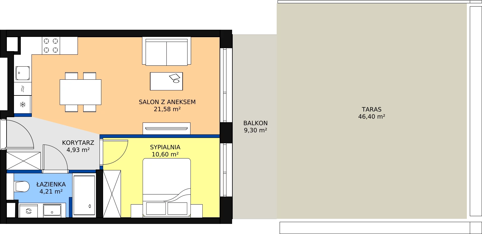 Zalety apartamentu 41.32 m², E/208