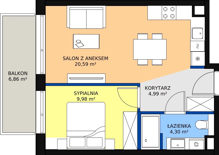 Zalety apartamentu 39.86 m², E/302