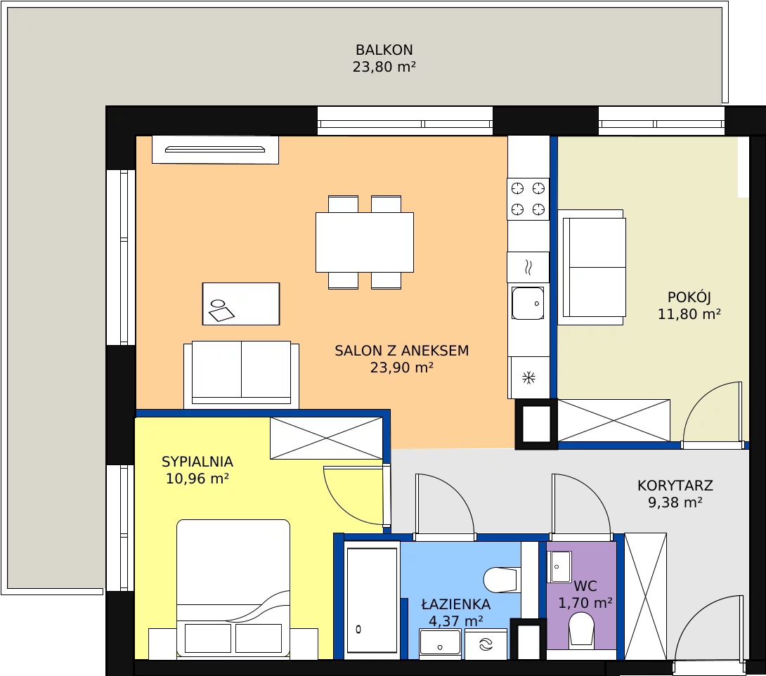 Zalety apartamentu 62.11 m², E/303
