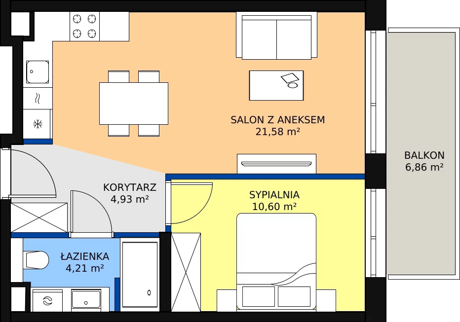 Zalety apartamentu 41.32 m², E/308