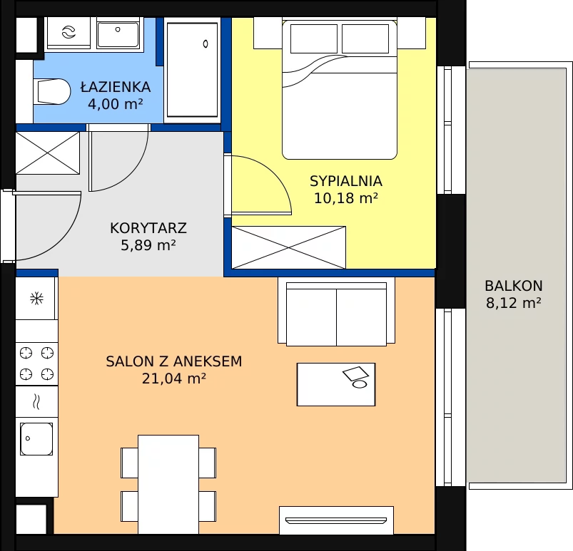 Zalety apartamentu 41.11 m², F/205