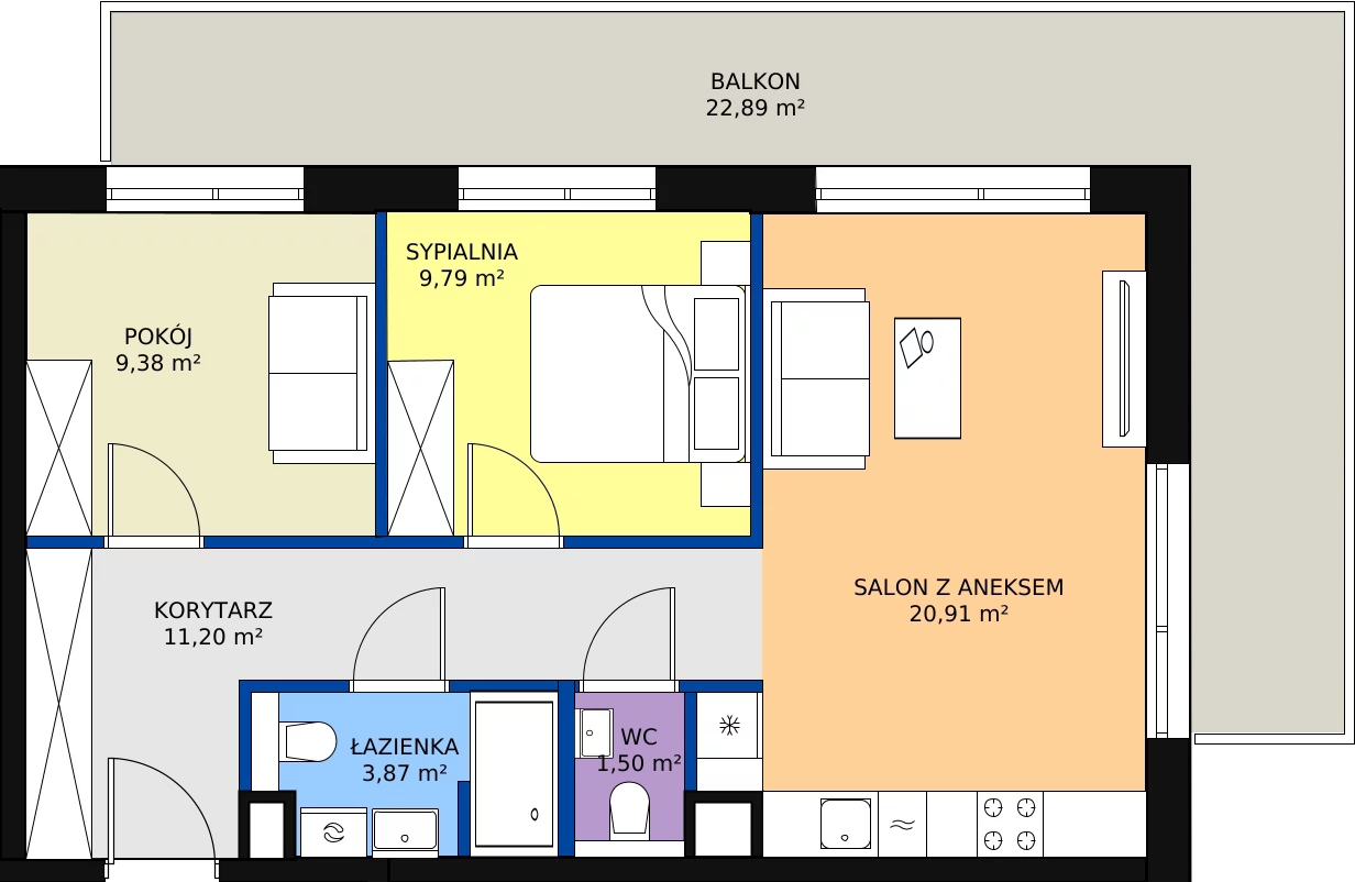 Zalety apartamentu 56.65 m², F/208