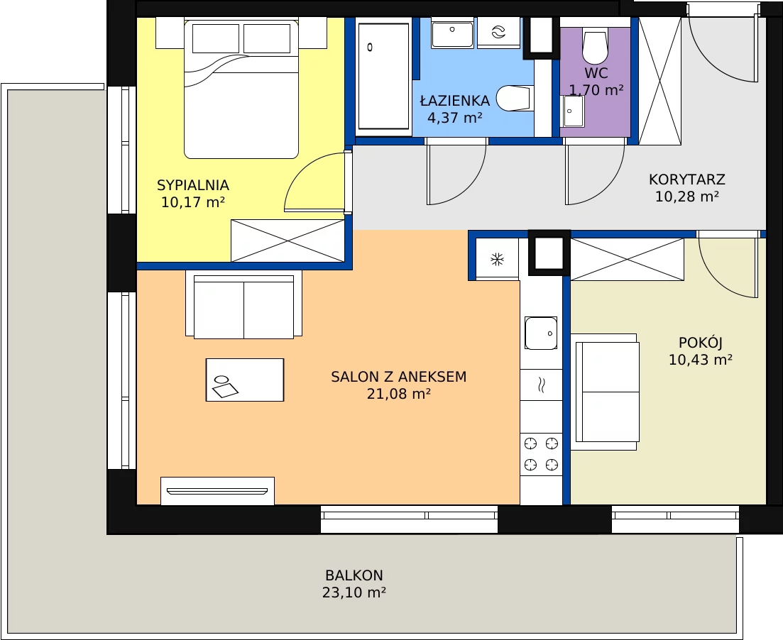 Zalety apartamentu 58.03 m², F/209