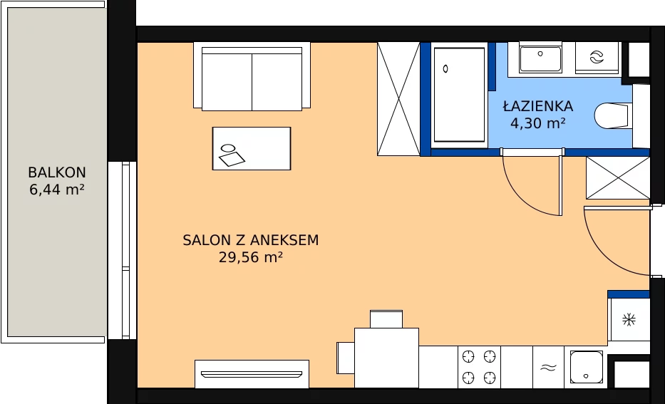 Zalety apartamentu 33.86 m², F/211