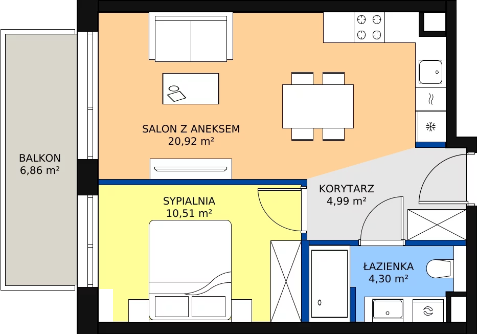 Zalety apartamentu 40.72 m², F/302