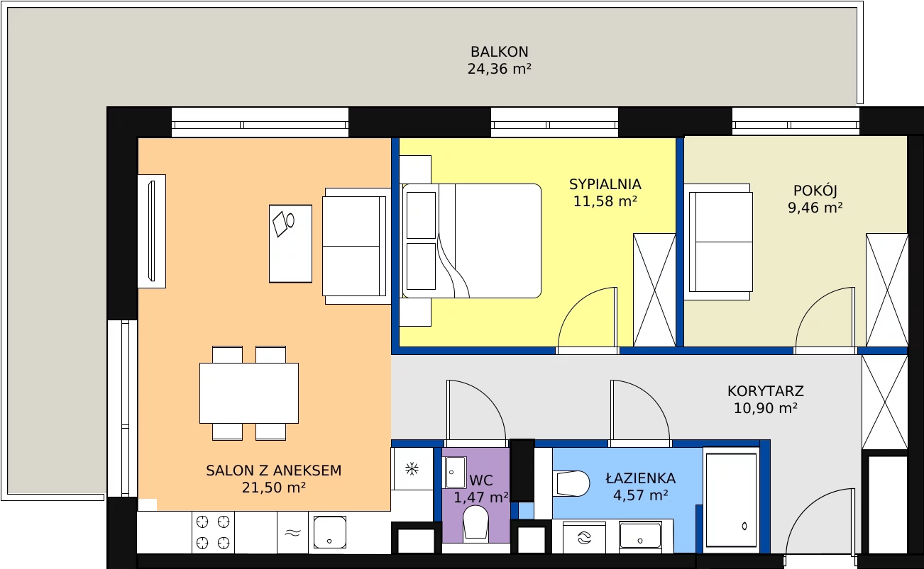 Zalety apartamentu 59.48 m², F/304