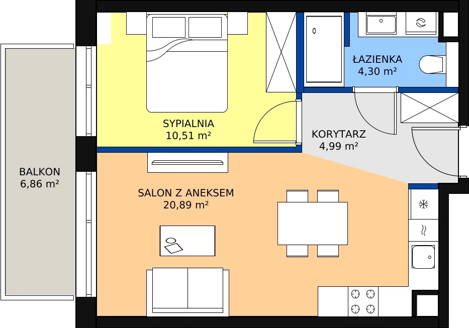 Zalety apartamentu 40.69 m², F/310