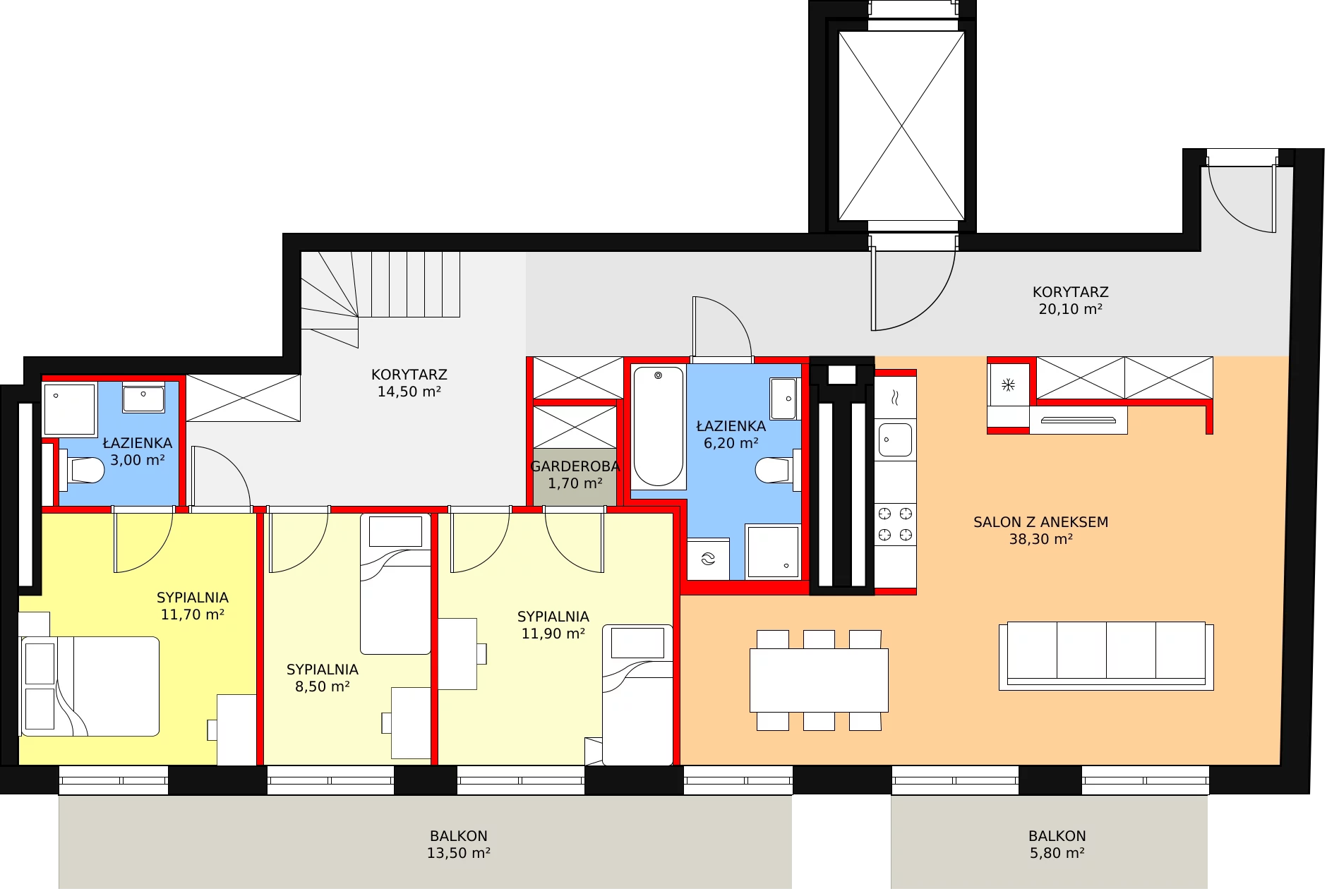 Apartament 120,70 m², piętro 3, oferta nr M18, Słoneczne Tarasy, Łódź, Śródmieście, Śródmieście-Wschód, ul. Kilińskiego 12