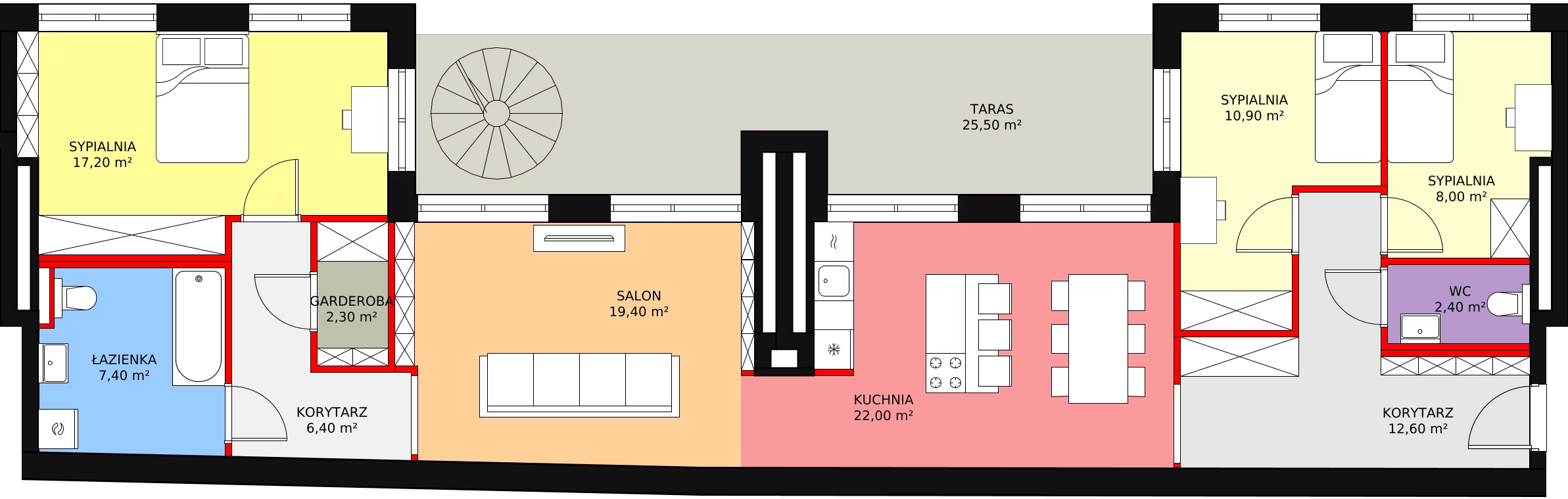 Apartament 112,70 m², piętro 3, oferta nr M38, Słoneczne Tarasy, Łódź, Śródmieście, Śródmieście-Wschód, ul. Kilińskiego 12