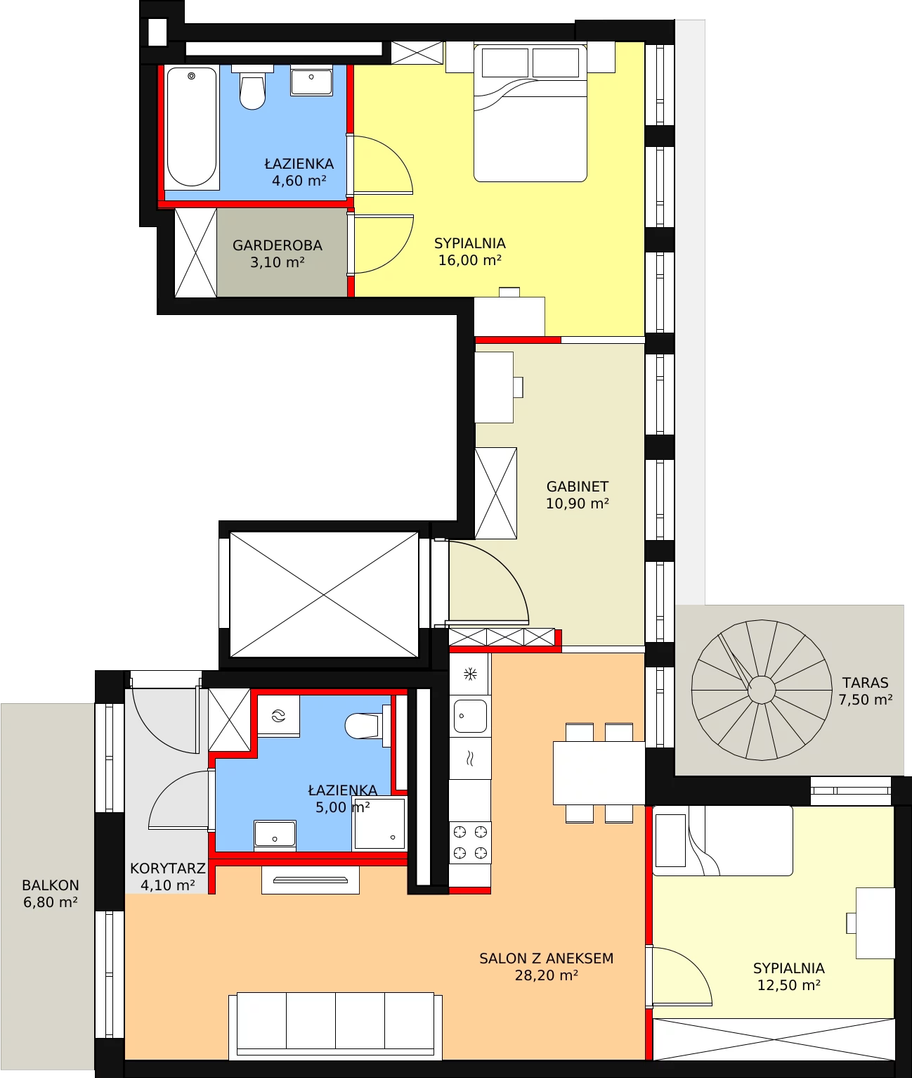 Apartament 87,70 m², piętro 3, oferta nr M57, Słoneczne Tarasy, Łódź, Śródmieście, Śródmieście-Wschód, ul. Kilińskiego 12