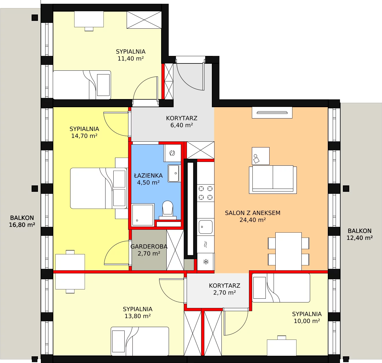 Apartament 93,10 m², piętro 2, oferta nr M84, Słoneczne Tarasy, Łódź, Śródmieście, Śródmieście-Wschód, ul. Kilińskiego 12