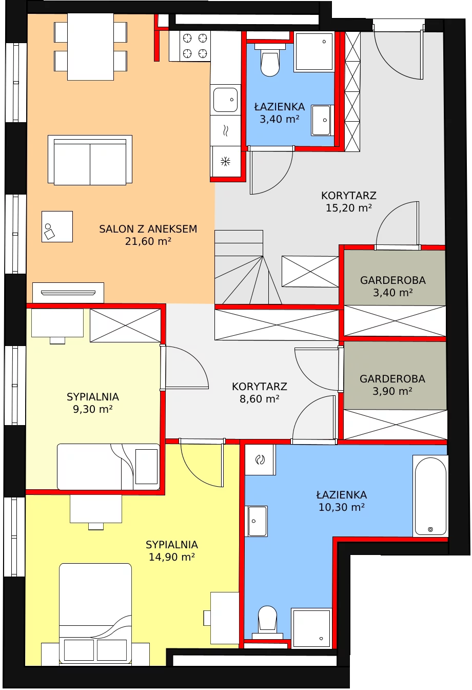 Apartament 95,60 m², piętro 3, oferta nr M100, Słoneczne Tarasy, Łódź, Śródmieście, Śródmieście-Wschód, ul. Kilińskiego 12