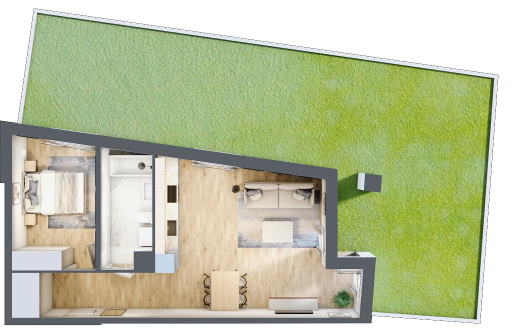 2 pokoje, mieszkanie 48,48 m², parter, oferta nr 0.M1, Smart Park, Police, ul. Rycerska 7c