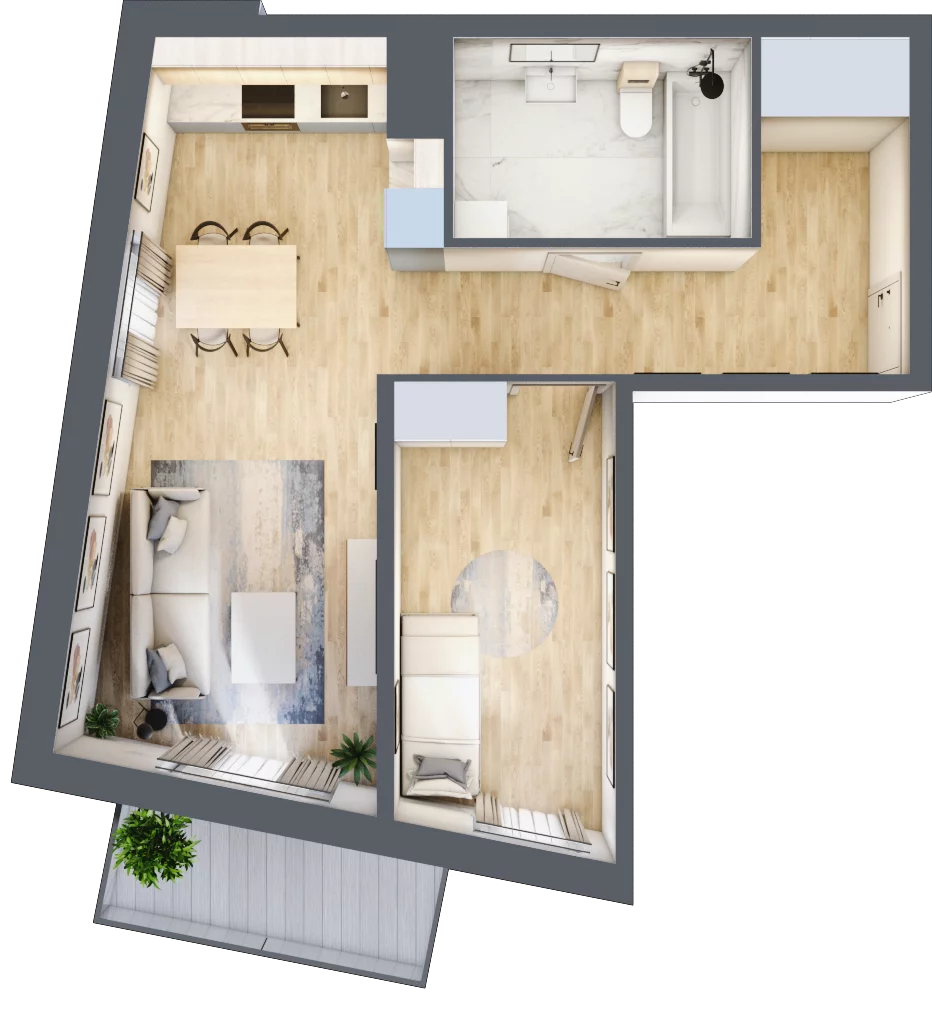 2 pokoje, mieszkanie 46,27 m², piętro 1, oferta nr 1.M7, Smart Park, Police, ul. Rycerska 7c