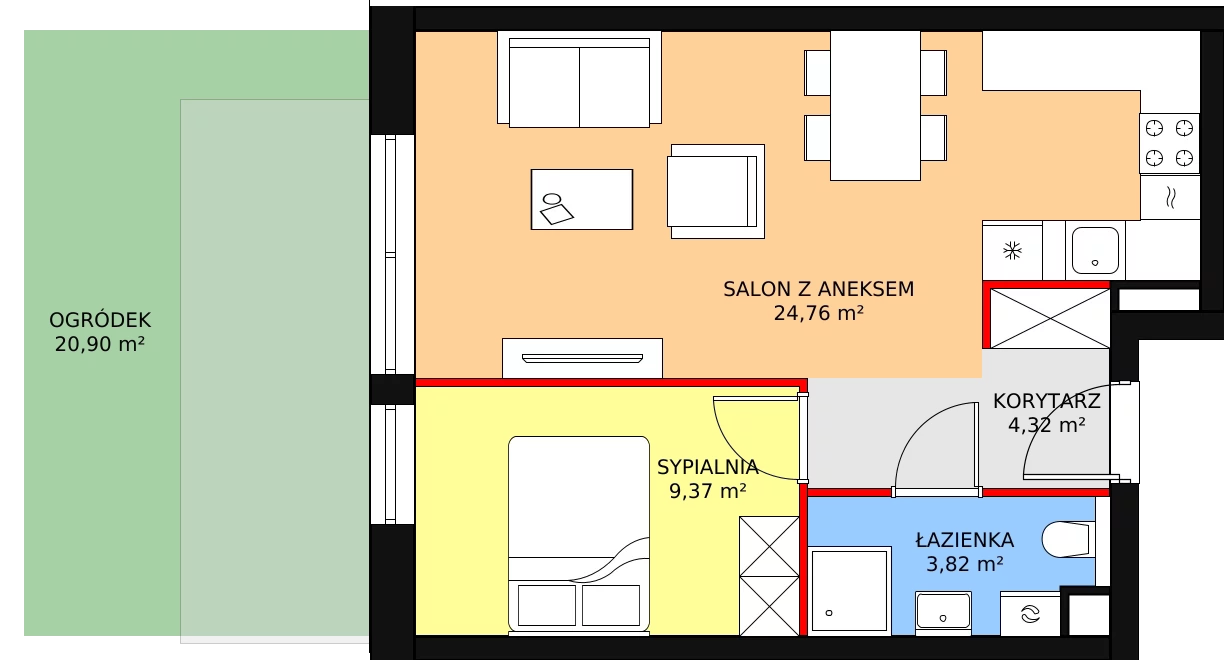 Apartament inwestycyjny 42,27 m², parter, oferta nr A.0.9, Morzlive, Ustronie Morskie, ul. Graniczna 4