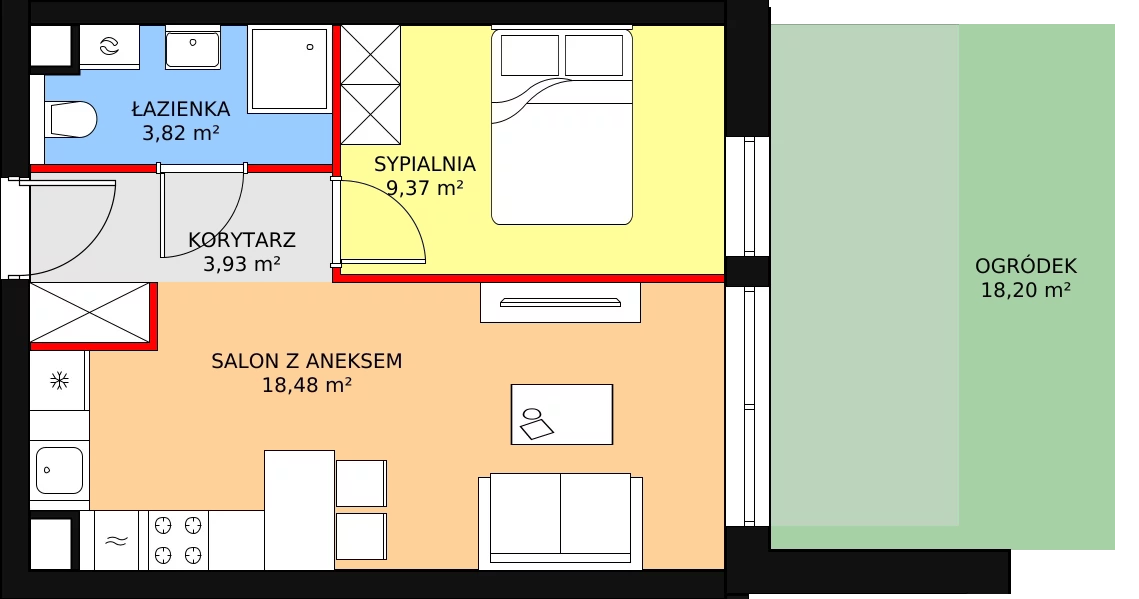 Apartament inwestycyjny 35,60 m², parter, oferta nr A.0.11, Morzlive, Ustronie Morskie, ul. Graniczna 4