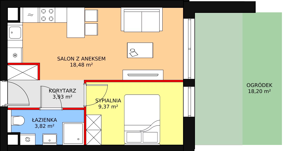 Apartament inwestycyjny 35,60 m², parter, oferta nr B.0.48, Morzlive, Ustronie Morskie, ul. Graniczna 4