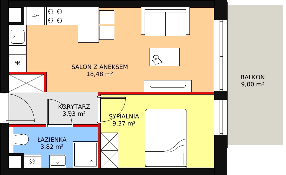 Apartament inwestycyjny 35,60 m², piętro 1, oferta nr B.1.67, Morzlive, Ustronie Morskie, ul. Graniczna 4