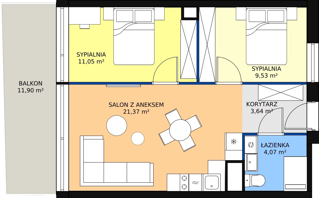 Zalety apartamentu 49.66 m², A/2/16
